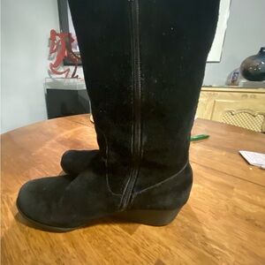 Black Suede Knee-High Boots